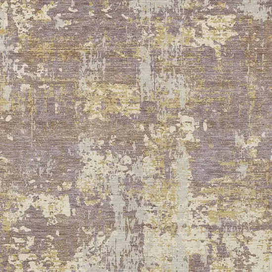 Lavender Gold And Beige Abstract Washable Indoor Outdoor Area Rug Photo 6