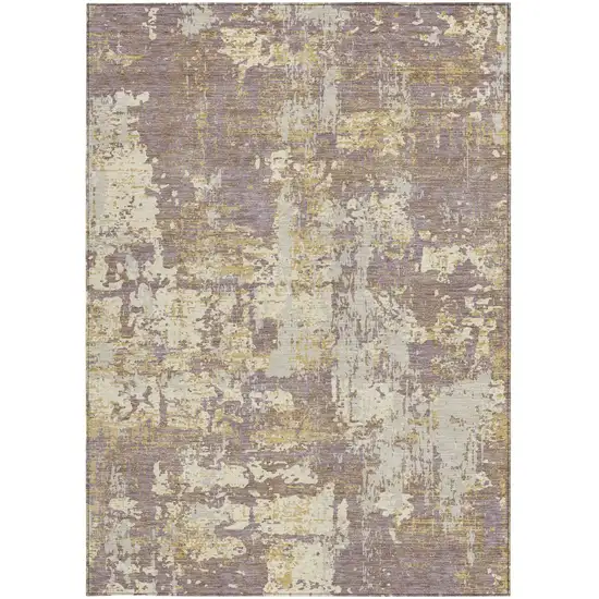 Lavender Gold And Beige Abstract Washable Indoor Outdoor Area Rug Photo 7