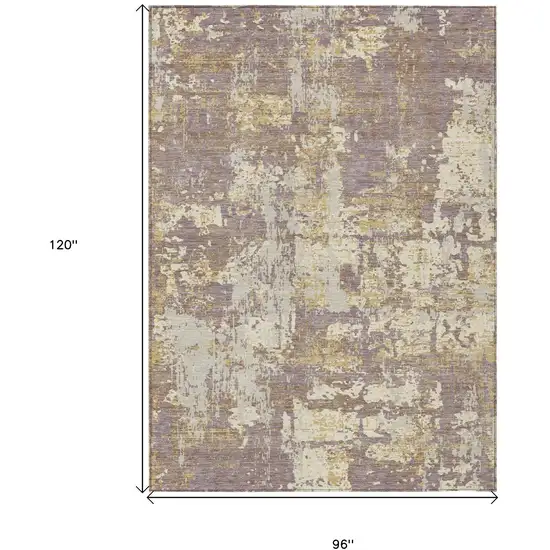 Lavender Gold And Beige Abstract Washable Indoor Outdoor Area Rug Photo 3