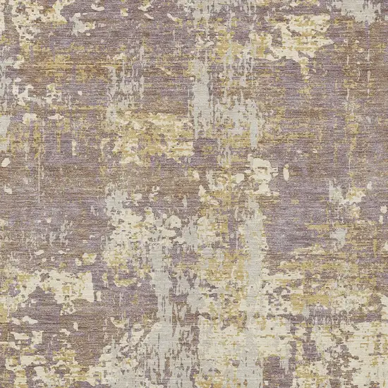 Lavender Gold And Beige Abstract Washable Indoor Outdoor Area Rug Photo 6