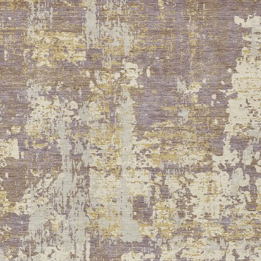Lavender Gold And Beige Abstract Washable Indoor Outdoor Area Rug Photo 4