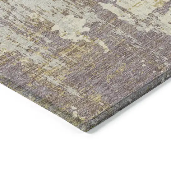 Lavender Gold And Beige Abstract Washable Indoor Outdoor Area Rug Photo 2