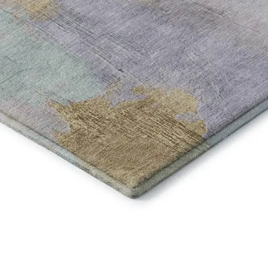 Lavender Gold And Charcoal Abstract Washable Area Rug With UV Protection Photo 8
