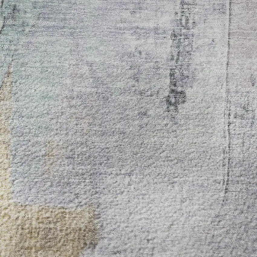 Lavender Gold And Charcoal Abstract Washable Area Rug With UV Protection Photo 1