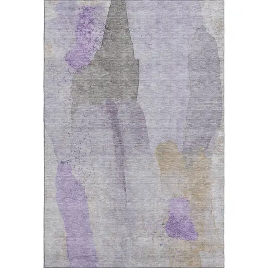 Lavender Gold And Gray Abstract Washable Area Rug With UV Protection Photo 7