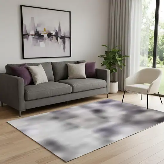 Lavender Gold And Gray Abstract Washable Area Rug With UV Protection Photo 2