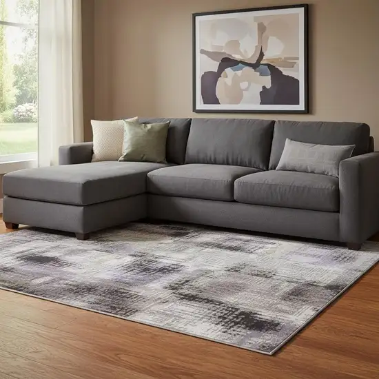 Lavender Gold And Gray Abstract Washable Area Rug With UV Protection Photo 2