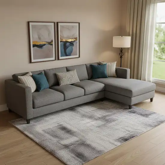 Lavender Gold And Gray Abstract Washable Area Rug With UV Protection Photo 2