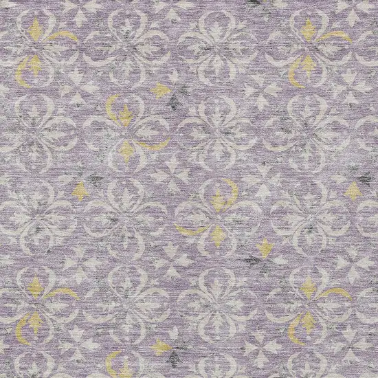 Lavender Gold And Gray Floral Washable Indoor Outdoor Area Rug Photo 6