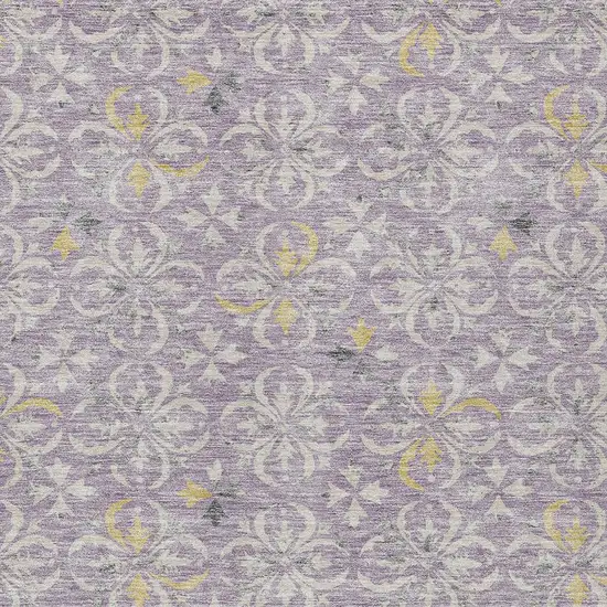 Lavender Gold And Gray Floral Washable Indoor Outdoor Area Rug Photo 6