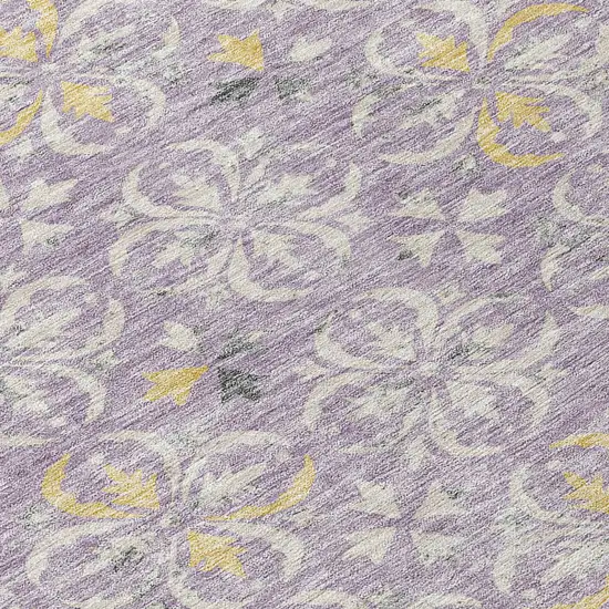Lavender Gold And Gray Floral Washable Indoor Outdoor Area Rug Photo 5