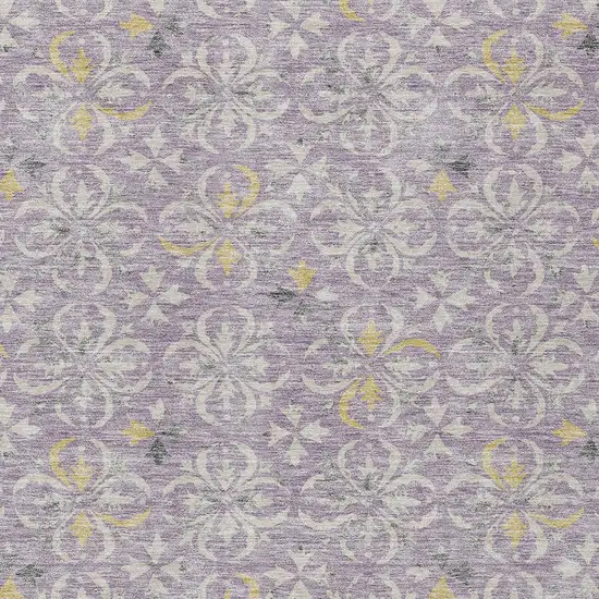 Lavender Gold And Gray Floral Washable Indoor Outdoor Area Rug Photo 6