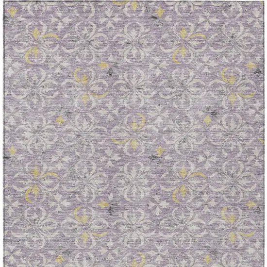 Lavender Gold And Gray Floral Washable Indoor Outdoor Area Rug Photo 7