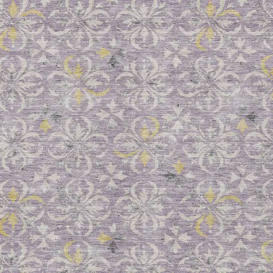 Lavender Gold And Gray Floral Washable Indoor Outdoor Area Rug Photo 6
