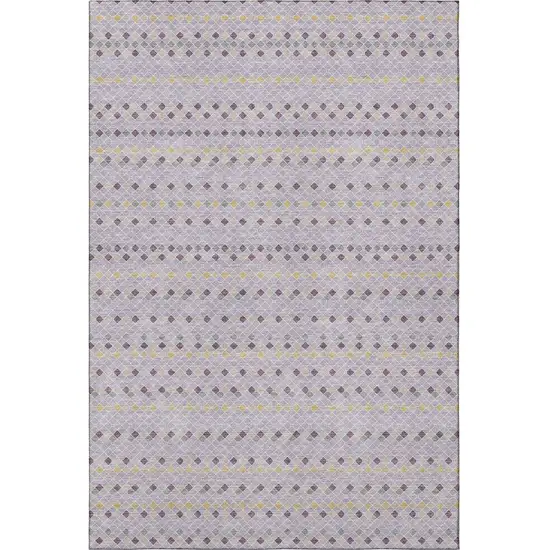 Lavender Gold And Gray Striped Washable Area Rug With UV Protection Photo 3