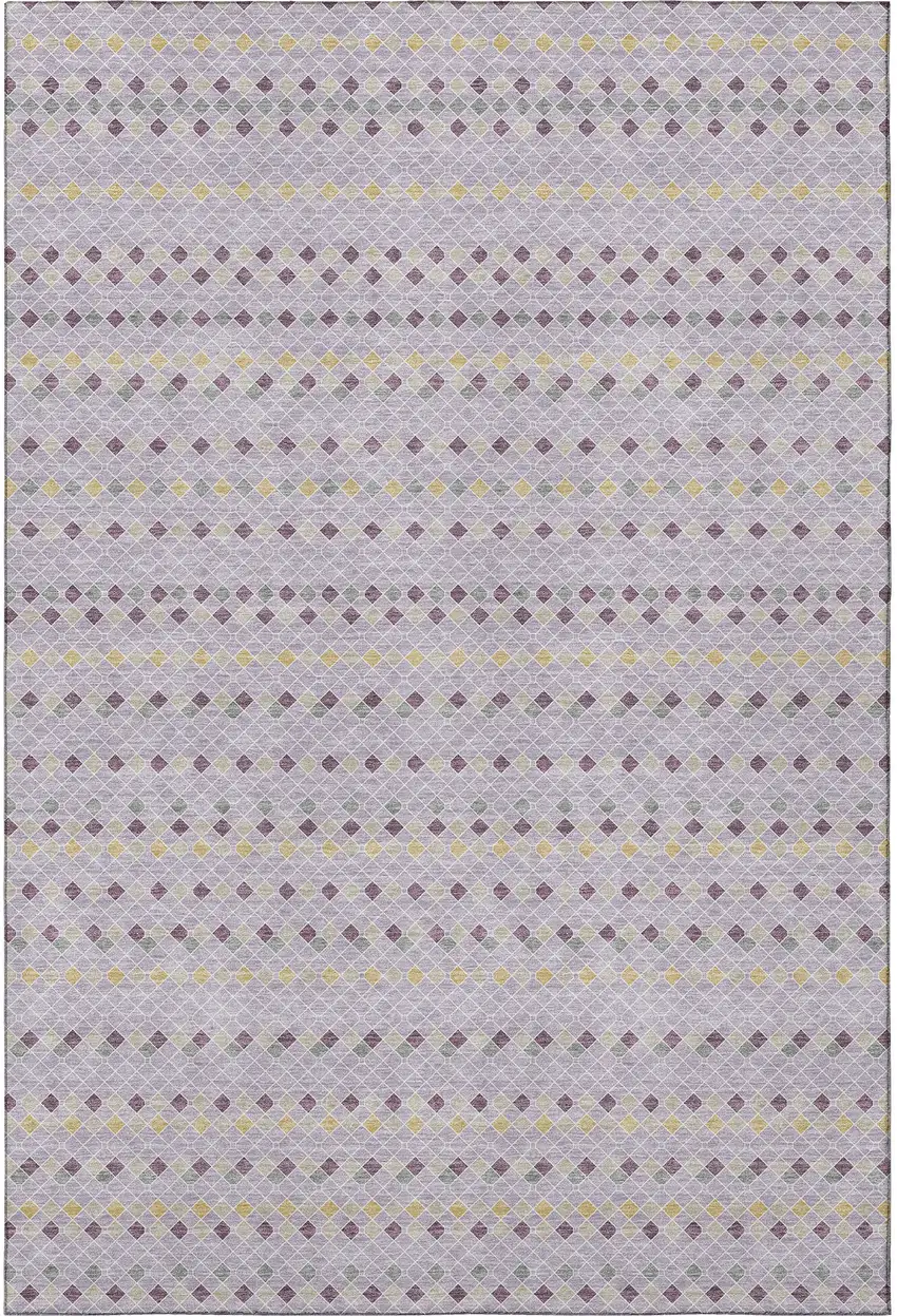 Lavender Gold And Gray Striped Washable Area Rug With UV Protection Photo 3