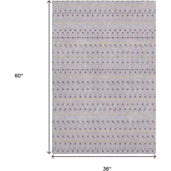 Lavender Gold And Gray Striped Washable Area Rug With UV Protection Photo 3