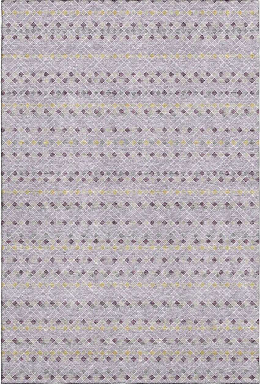 Lavender Gold And Gray Striped Washable Area Rug With UV Protection Photo 1