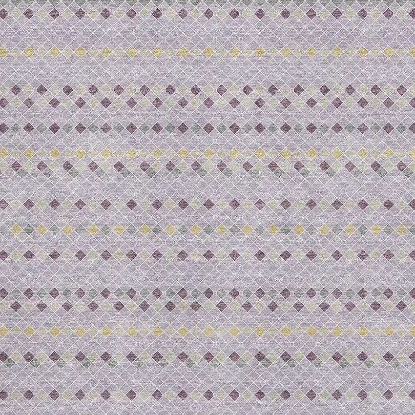 Lavender Gold And Gray Striped Washable Area Rug With UV Protection Photo 2