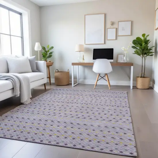 Lavender Gold And Gray Striped Washable Area Rug With UV Protection Photo 4