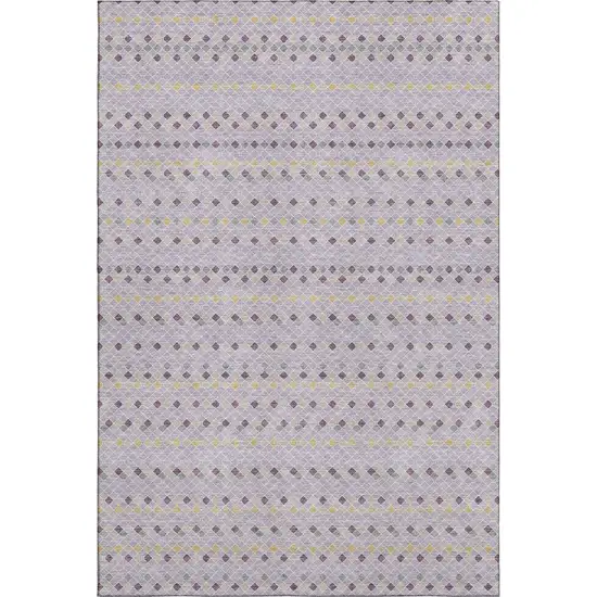 Lavender Gold And Gray Striped Washable Area Rug With UV Protection Photo 1