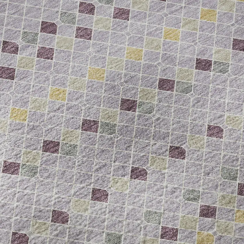 Lavender Gold And Gray Striped Washable Area Rug With UV Protection Photo 9