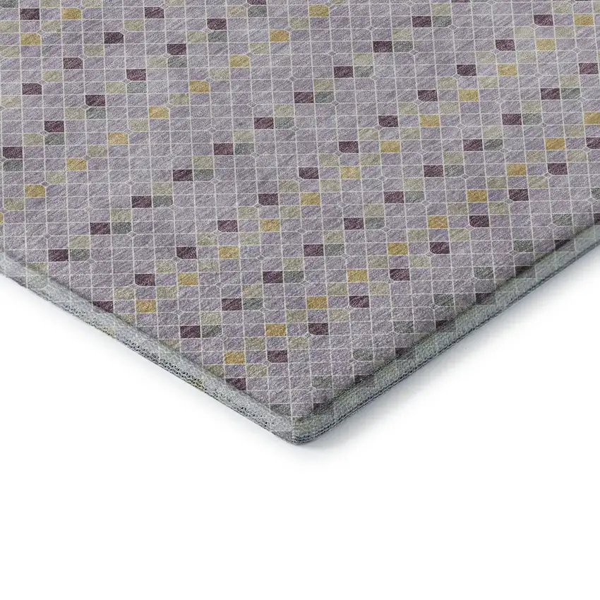 Lavender Gold And Gray Striped Washable Area Rug With UV Protection Photo 7