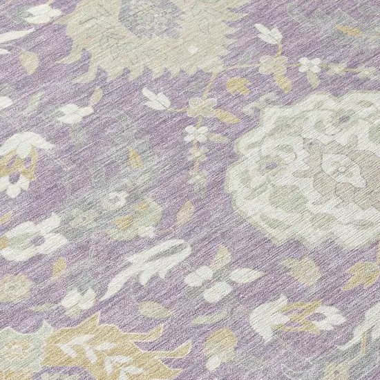 Lavender Gold And Green Damask Washable Indoor Outdoor Area Rug Photo 4