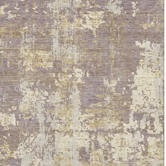 Lavender Gold And Ivory Abstract Washable Area Rug With UV Protection Photo 4