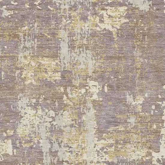 Lavender Gold And Ivory Abstract Washable Area Rug With UV Protection Photo 3