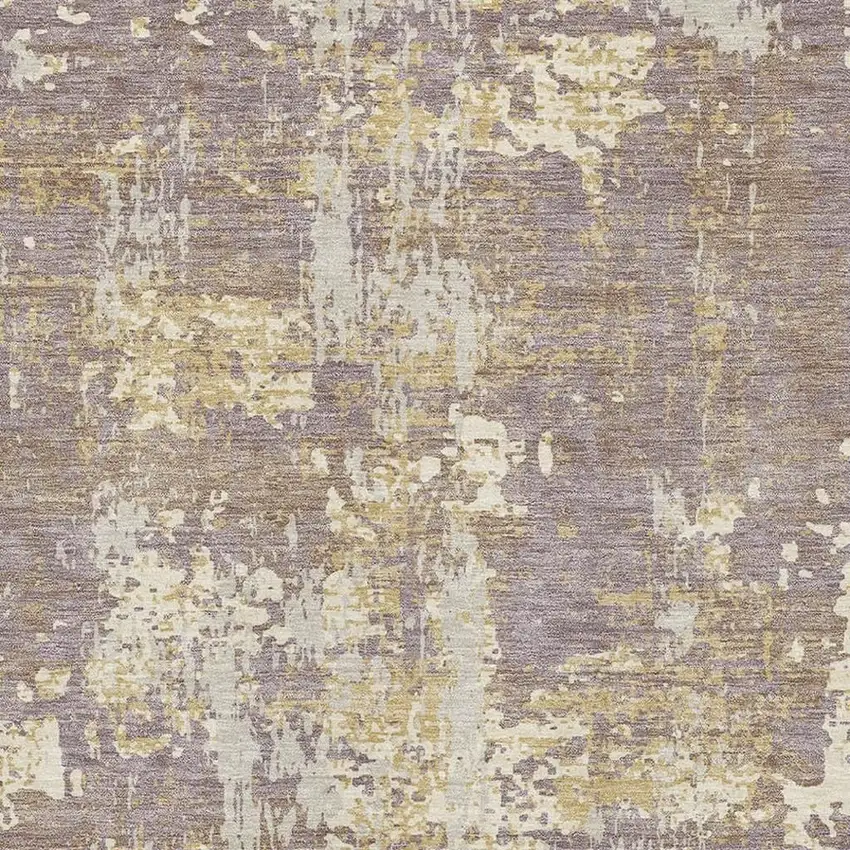 Lavender Gold And Ivory Abstract Washable Area Rug With UV Protection Photo 3