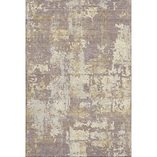 Lavender Gold And Ivory Abstract Washable Area Rug With UV Protection Photo 6