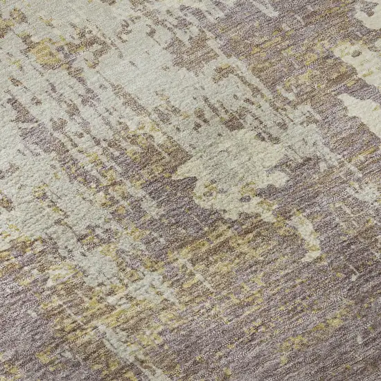 Lavender Gold And Ivory Abstract Washable Area Rug With UV Protection Photo 1