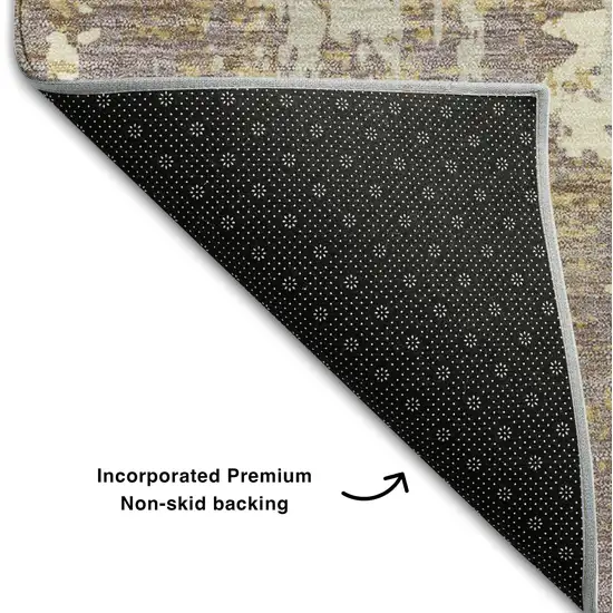 Lavender Gold And Ivory Abstract Washable Area Rug With UV Protection Photo 7