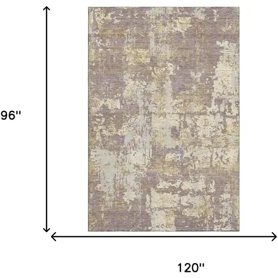 Lavender Gold And Ivory Abstract Washable Area Rug With UV Protection Photo 7