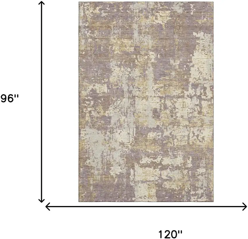Lavender Gold And Ivory Abstract Washable Area Rug With UV Protection Photo 7