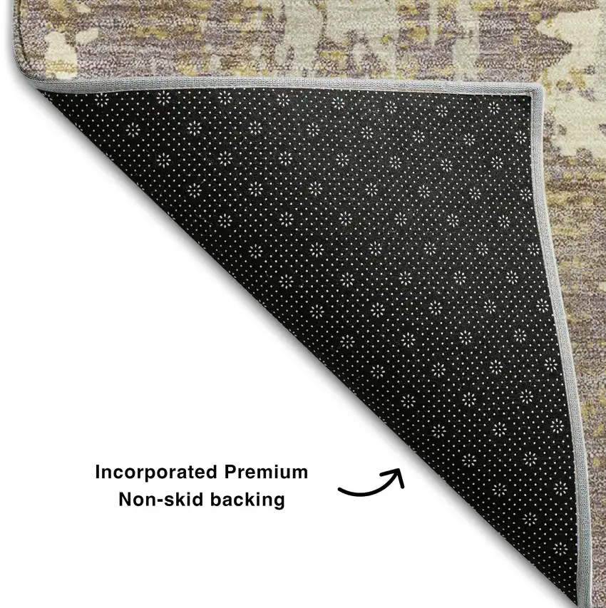 Lavender Gold And Ivory Abstract Washable Area Rug With UV Protection Photo 7