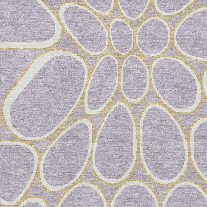 Lavender Gold And Ivory Geometric Washable Area Rug With UV Protection Photo 2