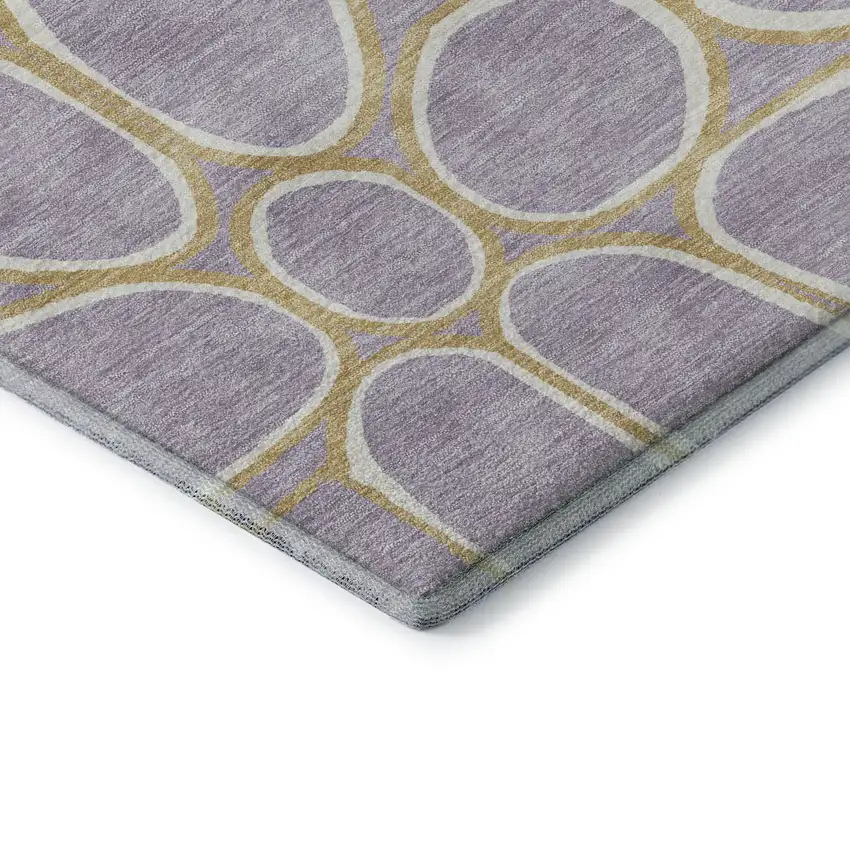 Lavender Gold And Ivory Geometric Washable Area Rug With UV Protection Photo 7