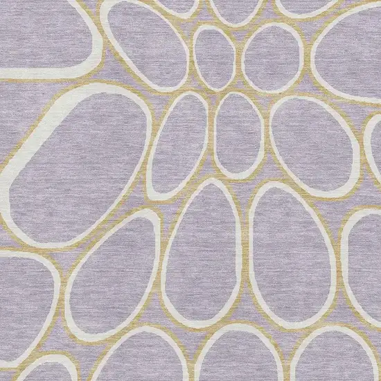 Lavender Gold And Ivory Geometric Washable Area Rug With UV Protection Photo 2