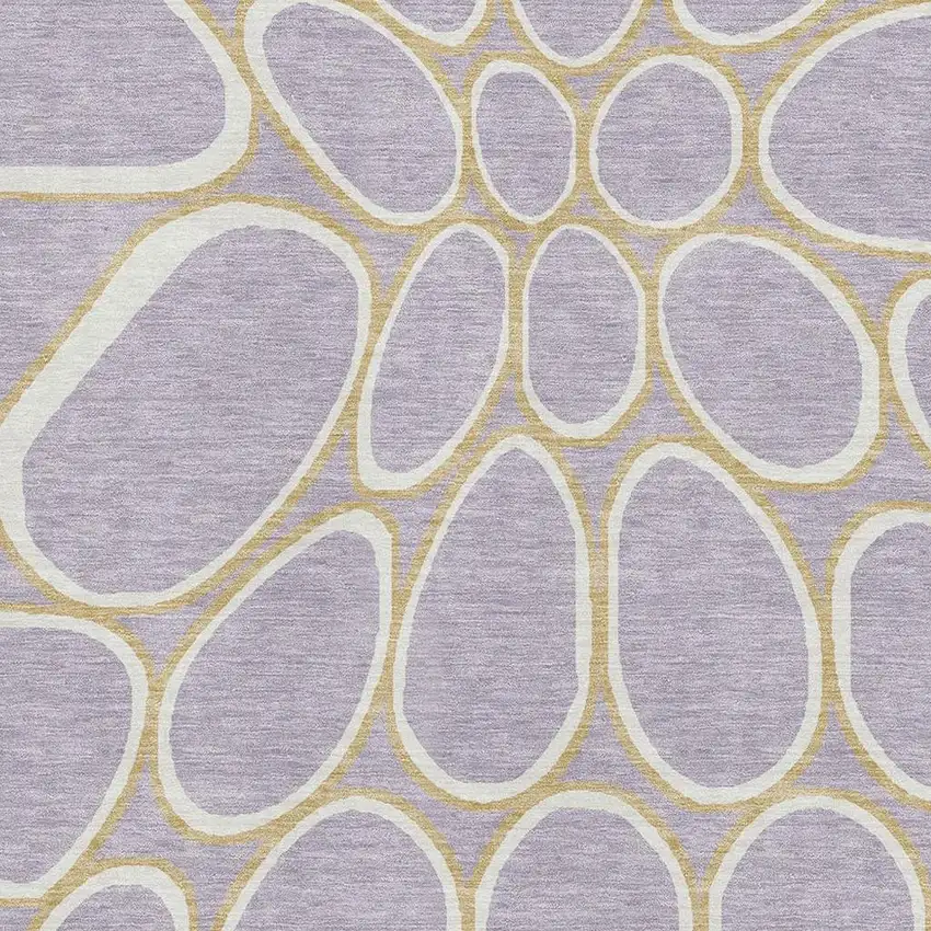 Lavender Gold And Ivory Geometric Washable Area Rug With UV Protection Photo 2