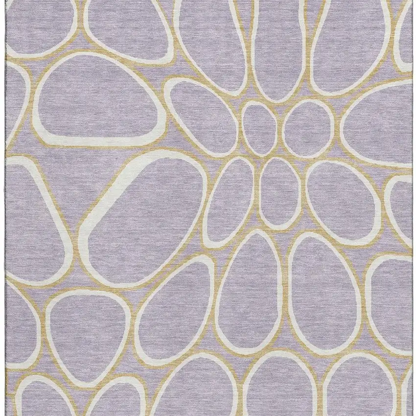 Lavender Gold And Ivory Geometric Washable Area Rug With UV Protection Photo 3