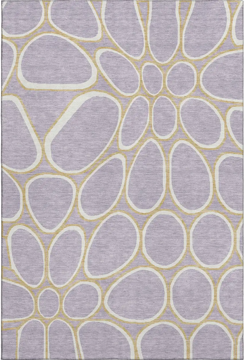 Lavender Gold And Ivory Geometric Washable Area Rug With UV Protection Photo 1