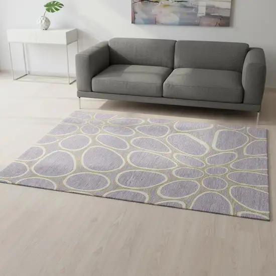 Lavender Gold And Ivory Geometric Washable Area Rug With UV Protection Photo 2