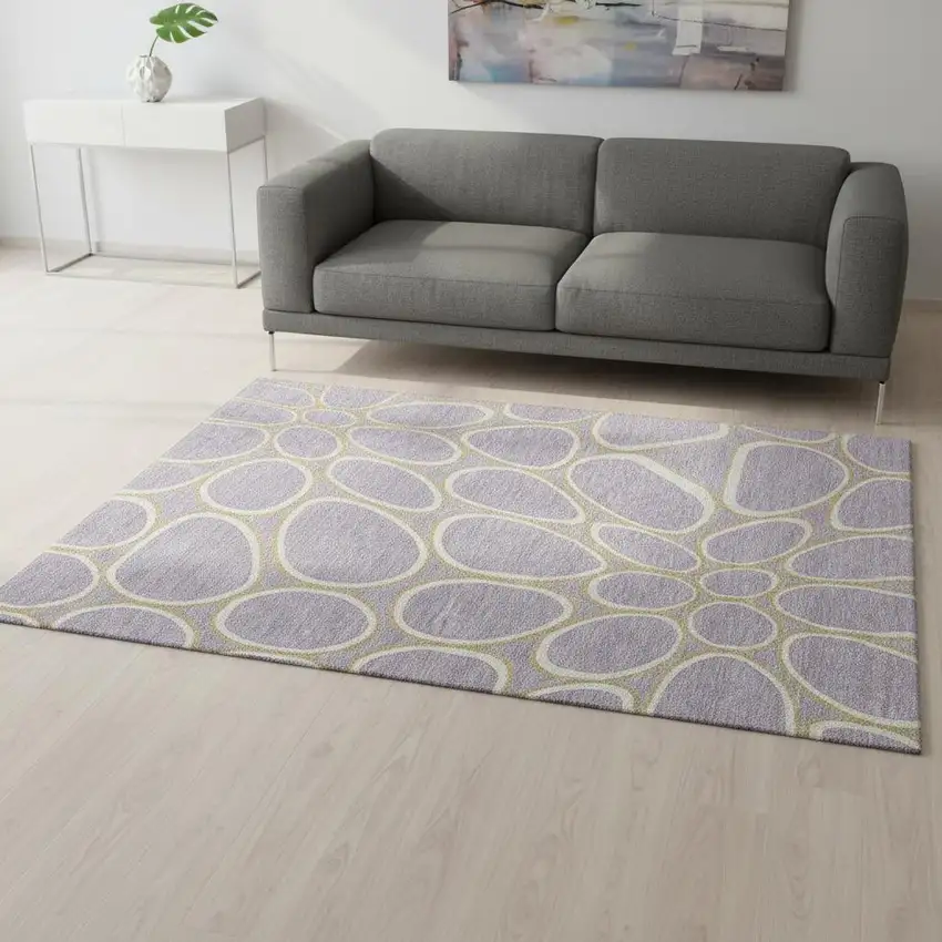 Lavender Gold And Ivory Geometric Washable Area Rug With UV Protection Photo 2
