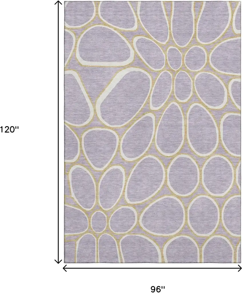 Lavender Gold And Ivory Geometric Washable Area Rug With UV Protection Photo 9