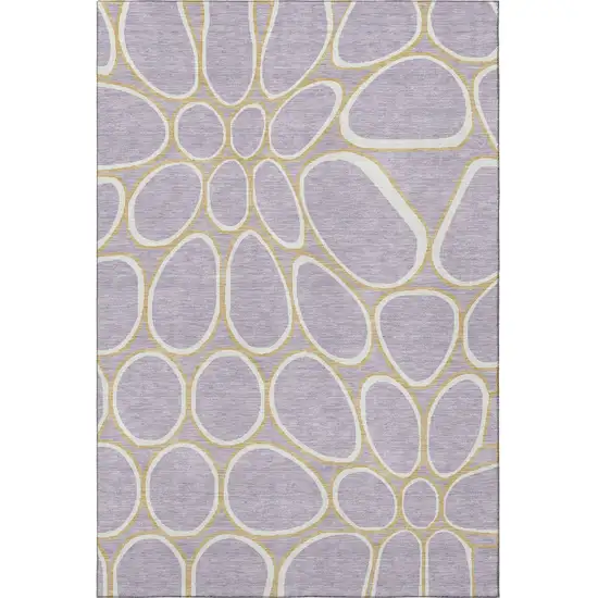 Lavender Gold And Ivory Geometric Washable Area Rug With UV Protection Photo 2
