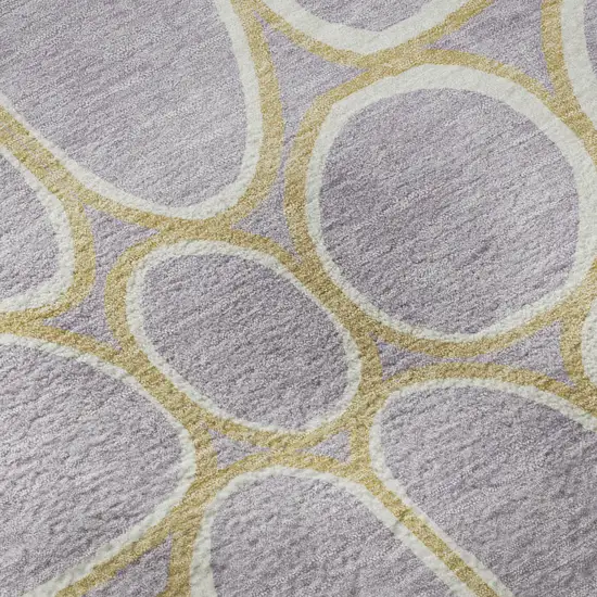 Lavender Gold And Ivory Geometric Washable Area Rug With UV Protection Photo 8