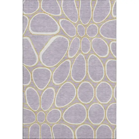 Lavender Gold And Ivory Geometric Washable Area Rug With UV Protection Photo 1