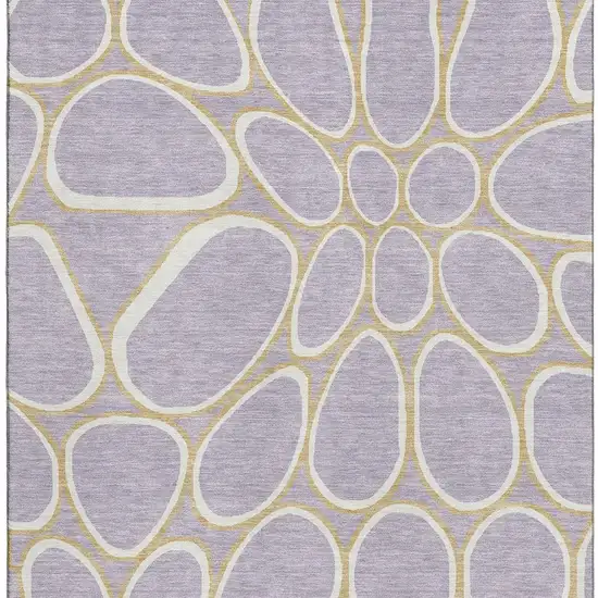 Lavender Gold And Ivory Geometric Washable Area Rug With UV Protection Photo 3
